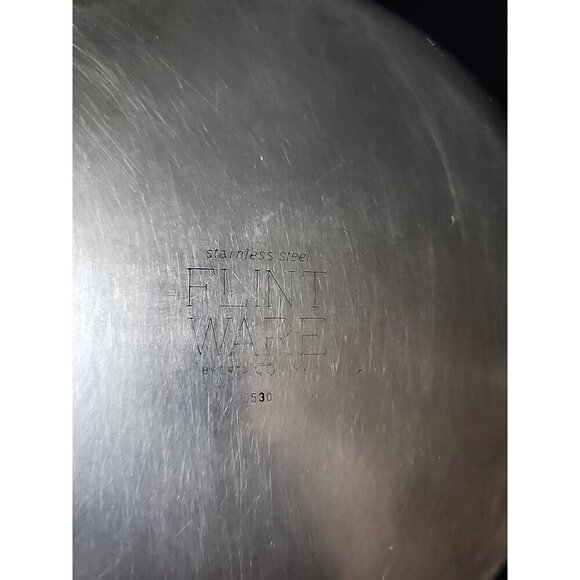 Vtg Flint Ware 8" Skillet Frying Pan w/Lid Stainless Steel Radiant Core USA 5530 - Picture 4 of 7